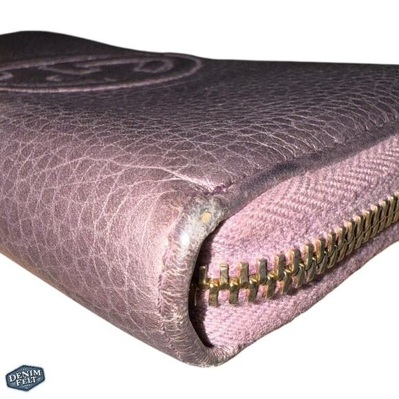 Gucci Purple/Lavender Metallic Soho GG Marmont Zip Around Tassel Long Wallet - Picture 5 of 16
